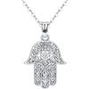 Friggem Collana a mano Hamsa, gioielli con ciondolo in argento sterling 925 per donna, ciondolo sacro vintage mano di Fatima, ciondolo con occhio malvagio con gioielli pregiati