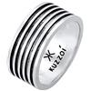 Kuzzoi Anello da uomo ossidato massiccio (10 mm) in argento Sterling 925, stile vintage, accessorio da uomo con struttura scanalata, anello marcante per uomo nella misura 24,cod. 0601762921_644