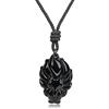 COAI Collana Unisex con Pendente Portafortuna Volpe a Nove Code in Ossidiana Nera, Collana Ossidiana Ciondolo Pietra Naturale con Laccio Regolabile per Uomo e Donna