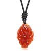 COAI Collana Volpe a Nove Code per Uomo e Donna, Collana Regolabile con Pendente di Corniola Rossa Pietra Naturale