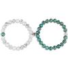 COAI Coppia di Bracciali della Distanza in Howlite e Turchese Africano con Perla Magnetica in Argento Sterling