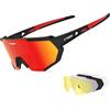 X-TIGER Occhiali Da Ciclismo Con 5 Lenti intercambiabili, TR90 Occhiali Bici MTB per Ciclismo Corsa Pesca Guida