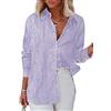 Homlan Camicetta da Donna a Maniche Lunghe, Casual, con Scollo a V, con Bottoni, Viola, XL