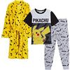 Pokémon Pigiama Pokemon per bambini + accappatoio Pikachu Set da notte coordinato + vestaglia, Giallo, 11-12 Anni