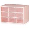 RUBRYKAZ Mini cassettiera in plastica, organizzatore e deposito utilizzati nella scrivania, 9 cassetti rimovibili per fai da te, forniture per ufficio, colore: rosa