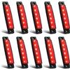 Biqing Luci di posizione laterali a LED,24V Rosso impermeabile luci laterali a LED per camion rimorchio camion cabina autobus barca trattore camper 10pcs