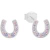 s.Oliver Orecchini a perno Orecchinida bambina in Argento 925, con zirconi sintetici, 0,8 cm, Argento, ferro di cavallo, Fornito in confezione regalo per gioielli