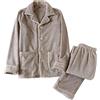 Beokeuioe Pigiama da uomo, caldo, da uomo, in flanella, invernale, a maniche lunghe, con chiusura lampo, in pile, B3 kaki, XL