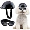 HACRAHO Set Casco e Occhiali per Animali Domestici, 2 PC Casco e Occhiali Da Sole Cappellino per Animali Domestici Elmetto per Cuccioli Occhiali per Animali di Piccola Taglia, Cinque Pollici