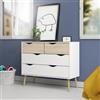 CAPALDO Cassettiera Madia Con Piedini 3 Cassetti 98x39x81 Rovere E Bianco Oslo