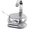 Westmark Contenitore per parmigiano o zucchero, Con base, coperchio e cucchiaio, 4 pz., Capacità: 150 ml, Acciaio inox/Vetro, Wien, Argento/Trasparente, 65112260