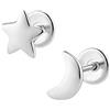 butterfly Orecchini Da Bambina In Argento Sterling Con Motivo Luna E Stella