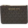 Michael Kors Jet Set Travel - Custodia piccola con cerniera con porta carte d'identità, twill rivestito in PVC, marrone e ghiandola, taglia unica, twill, Marrone e ghianda, Taille unique, Twill