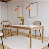 DEGHI Tavolo 180x90 cm con piano in gres bianco e gambe in legno - Belles