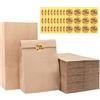 G2PLUS 50PCS Sacchetto di Carta Kraft,Sacchetto di Carta Sandwich Sacchetti Kraft 13x8x24CM cmSacchetti Alimentari carta Piccoli per Popcorn Ortofrutta Caramelle+60 Adesivi