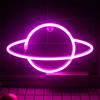 QiaoFei Planet Luce al Neon Decorativa, Alimentata a Batteria o USB, Lampada al Neon Decorazione da Parete per Bambini, Ragazzi, Amici, Ideale Come Regalo di Compleanno-Rosa