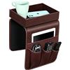 SITHON Organizer per Bracciolo Divano con Vassoio Rimovibile, [Antiscivolo] Porta Caddy Supporto per Sedia con 5 Tasche, per Telecomando, Telefono, Riviste, Chiavi, Occhiali, (Marrone)