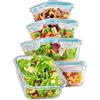 Praknu Contenitori Ermetici Per Alimenti - In Vetro con Coperchio - Set da 4 - Impilabili - Senza BPA - Adatti al Congelatore e al Microonde - Lavabili in Lavastoviglie