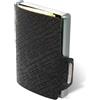 Mondraghi Miniwallet in Vera Pelle Leggero e Tascabile. Portafoglio Slim per Carte di Credito Banconote Tessere e Documenti Modello Basic Outlet Black per Uomo e Donna