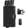 VULKIT Portafoglio Porta Carte di Credito Schermato RFID con 3 Slot di Pelle per Carte e 1 Finestra ID Slim Porta Carte di Credito Uomo Metallo con Magnetica Chiusura, Fibra di Carbonio