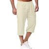 LVCBL Bermuda Uomo 3/4 in Lino Cotone con vestibilità Larga e Tasche Khaki XL