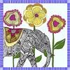 laprée - Sciarpa Seta Donna Bandana Foulard Cavallo Piccolo Quadrato di Seta 52 * 52CM Motivo Elefante Fiore