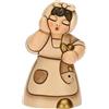 THUN - Donna con Pesce in Ceramica Decorata a Mano, Colore Champagne, Linea Presepe Classico, Decorazioni Natale Casa, 5x4.6x8.2 cm h