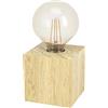 Eglo lampada da tavolo Prestwick 2, lampada da tavolo decorativa, lampada da comodino cubo in legno naturale, FSC100HB, luce da tavolo per soggiorno e camera da letto, E27