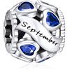 NINGAN Charms in argento 925 Settembre pietra natale perline adatto per braccialetti da donna regalo di giorno festivo