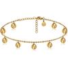 GD GOOD.designs EST. 2015 Cavigliera con piastrine martellate I Cavigliera a moneta impermeabile per signore I Cavigliera da donna in acciaio inossidabile (Oro)
