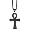Richsteel Egiziano Ankh Collana Pendente Croce di Ankh dall'Egitto Acciaio Inossidabile/Oro/Nero Catena 55+5 cm Gioielli Africani Fantasia Regalo Originale per Donna Uomo Adolescente Ragazzi