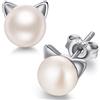 jiamiaoi Orecchini Gatto Orecchini Gatto Perla Argento Gioielli Con Gatti Orecchino Bambina Zampa Gatti da Donna