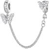 NINGAN Bracciale in argento 925 catena di sicurezza fascino farfalla perline Accessori per bracciali da donna