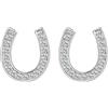 EVER FAITH® 925 Argento Wear Daily della CZ ferro di cavallo fortunato Orecchini - rodio placcato N06055-1