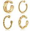 CHIC & ARTSY Ear Cuff in Argento Sterling Placcato oro 18K, Finti Orecchini a Polsino per le Donne, Orecchini per Cartilagine Non Piercing