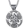 FaithHeart Mitologia Vichinga Collana Traforata Nodo della Trinità Ciondolo Nodo Celtico Triangolo Collana Uomo Acciaio Ipoallergenico Non Sbiadisce 55+5 CM