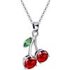 VONSSY Collana personalizzata con ciondolo ciliegia rossa in oro, catena con maglione di fiori e rubini con 5A CZ, gioielli per ragazza, donna, moglie, fidanzata, amico, regalo