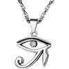 PROSTEEL Collana Pendente con Ciondolo di Occhio di Horus, Zircone Intarsiato, Acciaio Inossidabile, Colore Argento, Stile Egiziano，Unisex per Donna Uomo(Confezione Regalo)