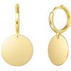 FANCIME Orecchini a Cerchio a Forma di Disco Moneta Pendenti in Argento Sterling 925 Placcato Oro Bianco/Giallo Gioielli per Donna Ragazze - Dimensione: 28 * 15 mm