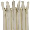 Aerzetix - C61354 - Set di 5 Cerniere separabili 55cm in Metallo con tiretto Decorativo - Cerniera Lampo - Beige - cursore Jeans Gilet pelletteria Cucito Vestiti Pantaloni merceria