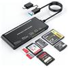 ROCKETEK Lettore Schede SD with USB C Adapter Upgraded 7 IN 1 Lettore SD USB 3.0 5Gbps Read Write for SD SDXC SDHC CF CF CFI TF XD Micro SD Micro SDXC Micro SDHC MS MMC UHS-I Cards for Windows Linux Mac OS