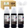 JoyPrinting 3x 104 Inchiostro Nero Cartucce Compatibile per Epson 104 Flaconi di Inchiostro Multipack per Epson Ecotank ET-2820 ET-2710 ET-2720 ET-2815 ET-2810 ET-2826 ET-1810 ET‑2711 ET-2712 ET-2714