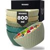 MIAMIO - 6 x 800 ml - Set di ciotole/ciotole per cereali - ciotole moderne opache - Set di ciotole grandi - Collezione Palmanova (Verde)