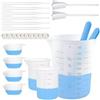 Suzzam Set di misurini in silicone da 450 e 100 ml, tazze di miscelazione, tazze di vernice, bastoncini per mescolare, palette di miscelazione, pipette, copridita per resina epossidica, riutilizzabili