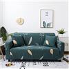 Daesar Copridivano Antigraffio 4 Posti, Copridivano Universale Elasticizzato Angolare Foglie Rami Fodera Divano Verde (Poliestere 4 Posti)