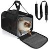 Lannvan Trasportino per Cani e Gatti, Traspirante e Pieghevole Trasportino Cane, con Cuscino in Peluche Staccabile, per Animali Domestici di Peso Inferiore a 6,5kg (45x30x30cm, Nero)
