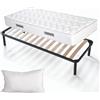EVERGREENWEB MATERASSI & BEDS EVERGREENWEB Kit Rete e Materasso Singolo Fuori misura 90x210 Alto 20 cm con Cuscino Memory Foam Gratis, Set Letto Materasso Foam e Rete Singola 90x210 a Doghe in Legno Ortopedica Offerta