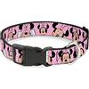 Buckle-Down Collare in plastica con Clip - Minnie Mouse Expressions Polka DOT Rosa/Bianco - Larghezza 3,8 cm - Adatto per Collo 40,6 - 58,4 cm - Medium