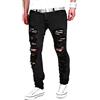 Minetom Elasticizzati da Uomo Strappati Jeans Taglio Straigh Pantaloni Skinny Mode Casual Sguardo Distrutto Patchato Stile Nero EU M