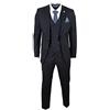 TruClothing.com Abito Elegante da Uomo 3 Pezzi Motivo a Righe gessate Stile Blinders Gatsby - Nero 48UK, 58IT Giacca - 42 Pantaloni